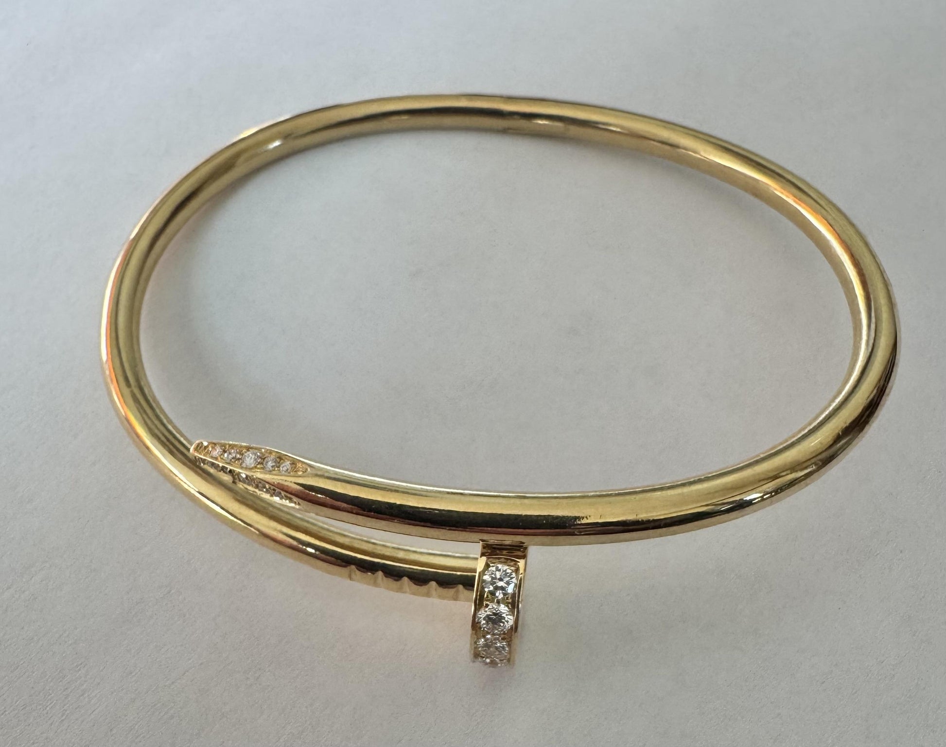 Original Cartier 1ct Diamond 18KY Nail Bracelet