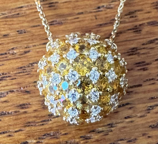 10.73ct Yellow Sapphire 1.03ct Diamond 18KY Pendant