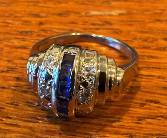.46ct Sapphire .18ct Diamond 14KW Ring