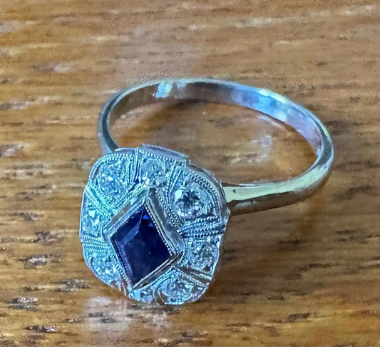 .44ct Sapphire .34ct Diamond 14KY Ring
