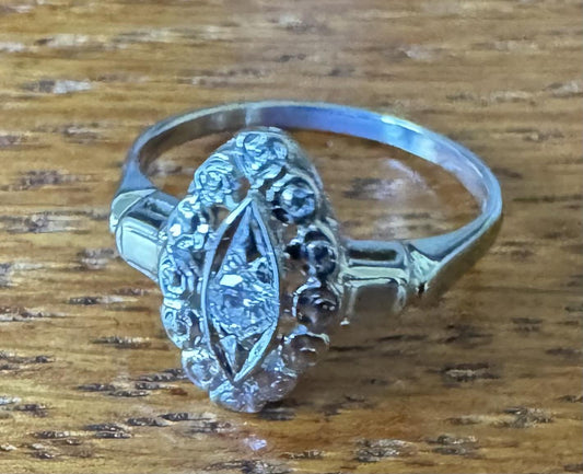 .13ct Diamond 14KY Navette Ring