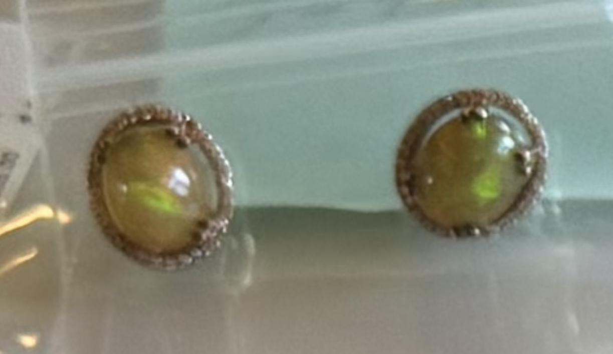 5.35ct Opal 14KR Earrings .24ct Diamonds 5.29g