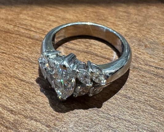 1.02ct Pear-Diamond Platinum Ring .78ct SD