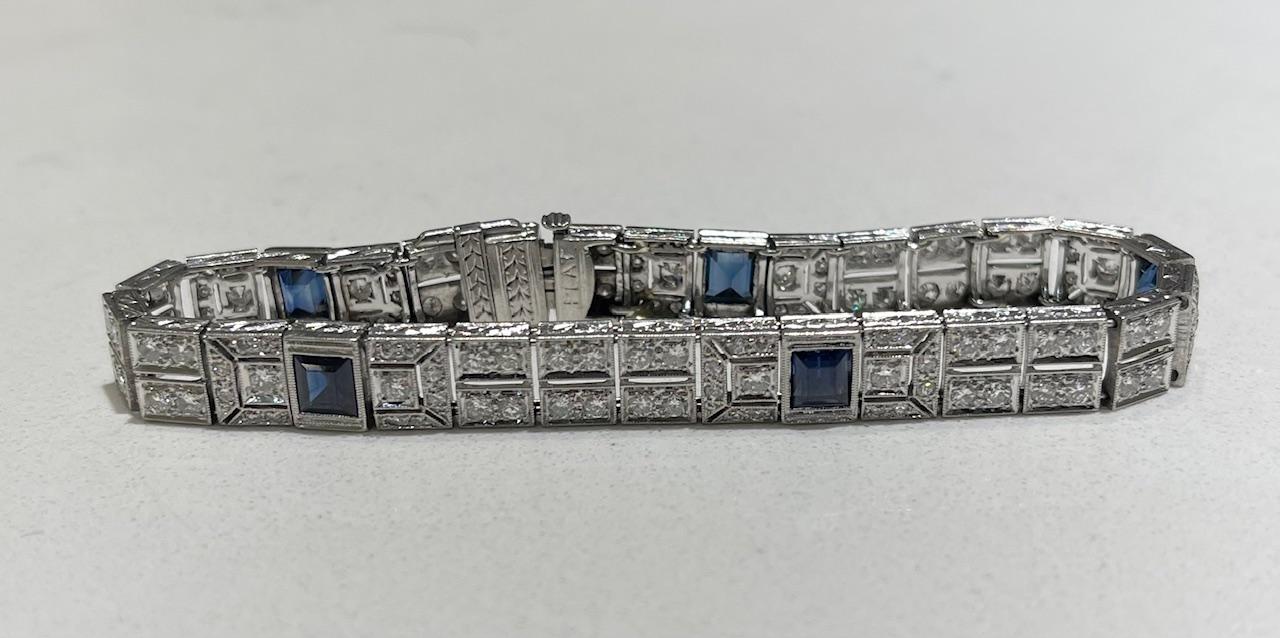 Art Deco 4.75ct OEC Diamond Platinum Bracelet (Vintage 1930s) 4.50ct Unheated Sa