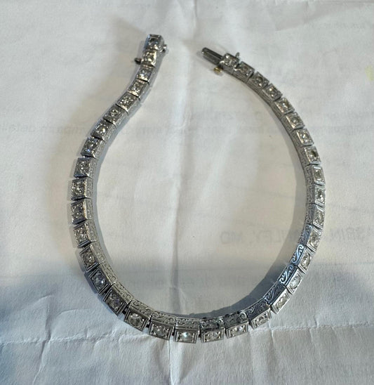 Art Deco Platinum 4ct Diamonds Bracelet (c:1920s) 24g 7.50 Length