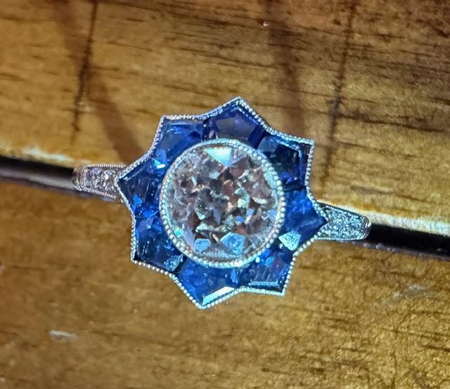 .72ct SI2 H-I Old European Diamond Platinum Handmade Star Ring
