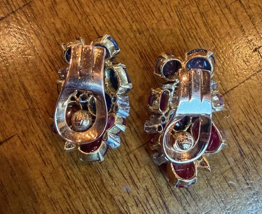 6ct Amethyst 18KY Earrings (Vintage 1970s) .56ct Diamond 13.80g