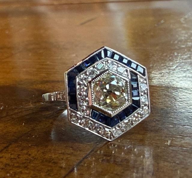 .97ct K-L VS Old Mine Diamond Platinum Handmade Ring