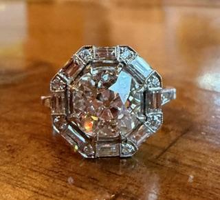 2.53ct (I-J SI) Old Mine Diamond Platinum Handmade Ring