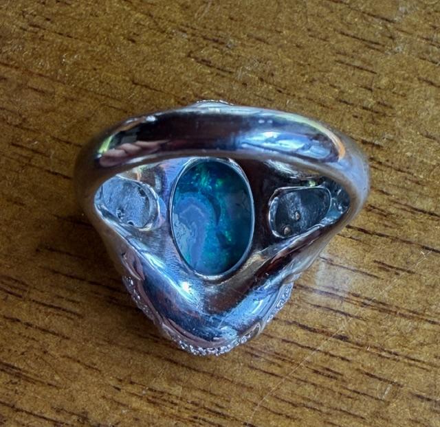 3.08ct Australian Black Opal Platinum Ring