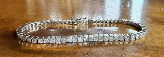 2.47ct Round Diamond Platinum Square Bezel Set Tennis Bracelet 16.15g