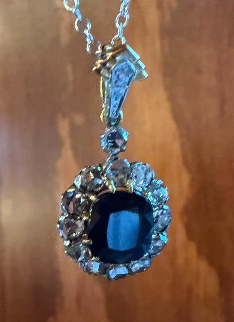 Edwardian 2ct Sapphire PT+18KY Pendant (Antique 1900s) 3.06g