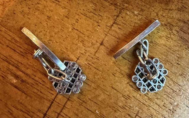 Original Art Deco .66ct Single-cut Diamond Platinum Cufflinks (Antique 1920s)