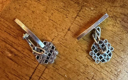 Original Art Deco .66ct Single-cut Diamond Platinum Cufflinks (Antique 1920s)