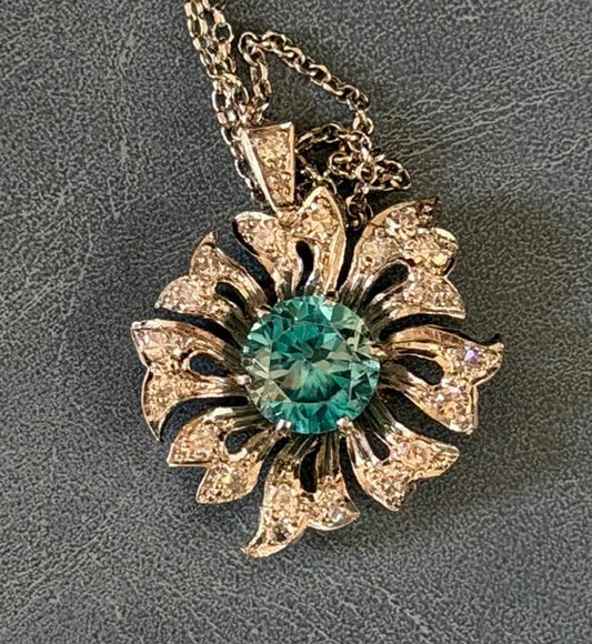 Original Art Deco 3.50ct Zircon Platinum Pendant (Vintage 1930s)
