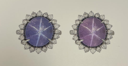 13.92ct Color Change Cabochon No Heat Sapphire 1.10ct Diamond 14KY Ring