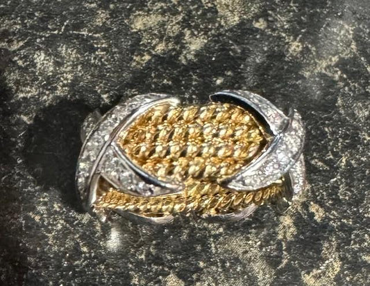 Tiffany & Company Schlumberger 1.30ct (52 Diamond) 18K+Platinum X Love Ring 6.50