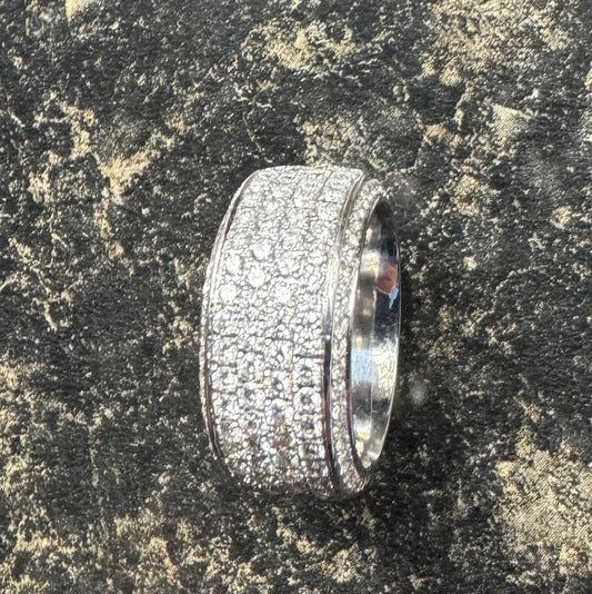 4.50ct Diamond 18KW Six Row Barrel Band Estate 21.50g 7 Size