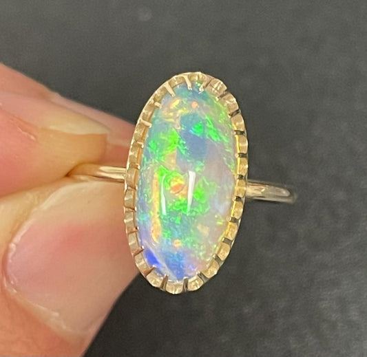 3.60ct Australian Jelly Opal 14KY Ring
