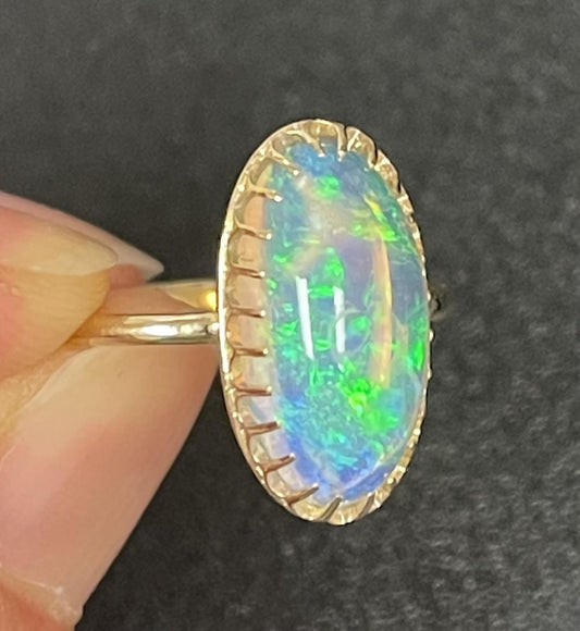 3.60ct Australian Jelly Opal 14KY Ring