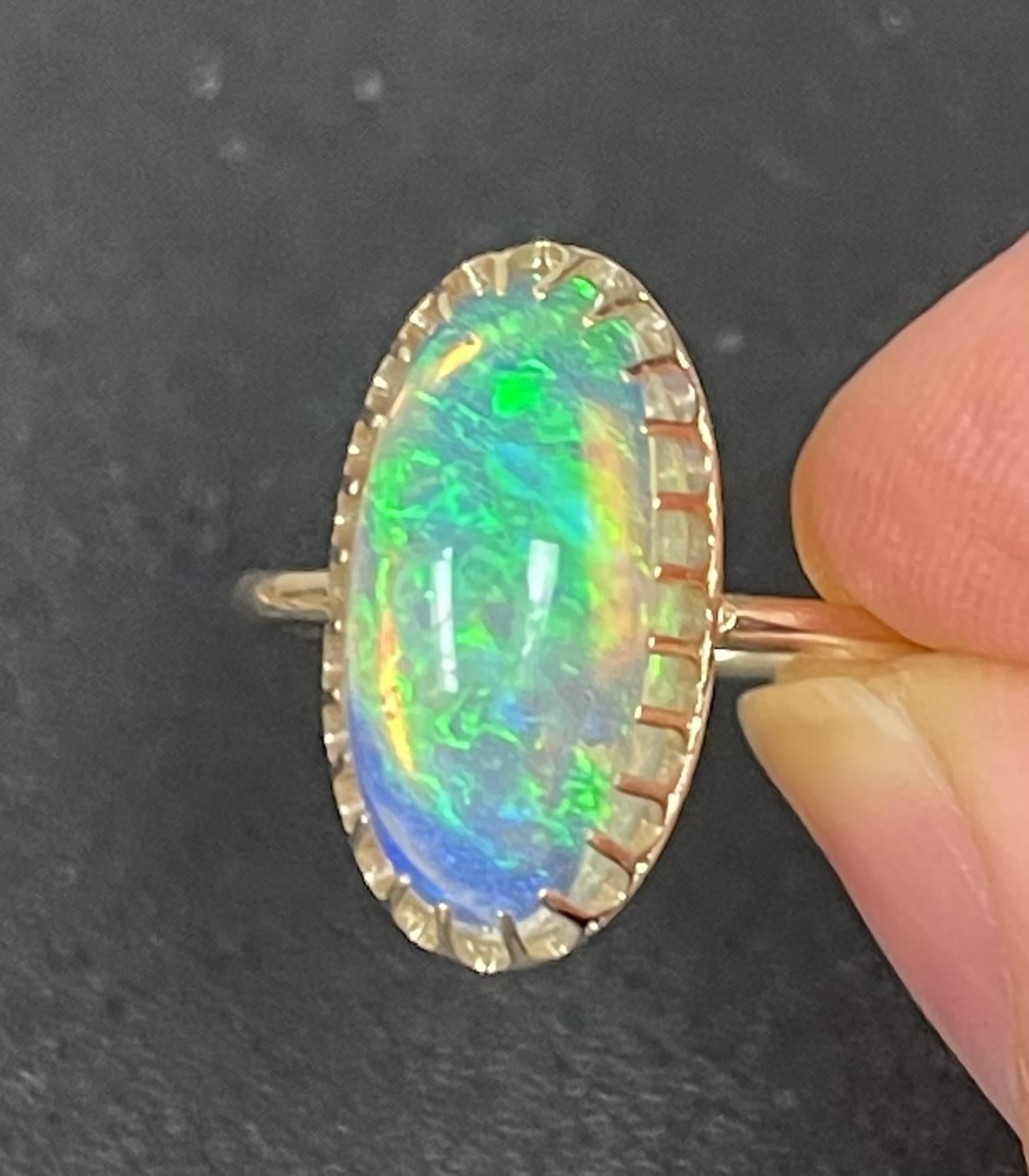 3.60ct Australian Jelly Opal 14KY Ring