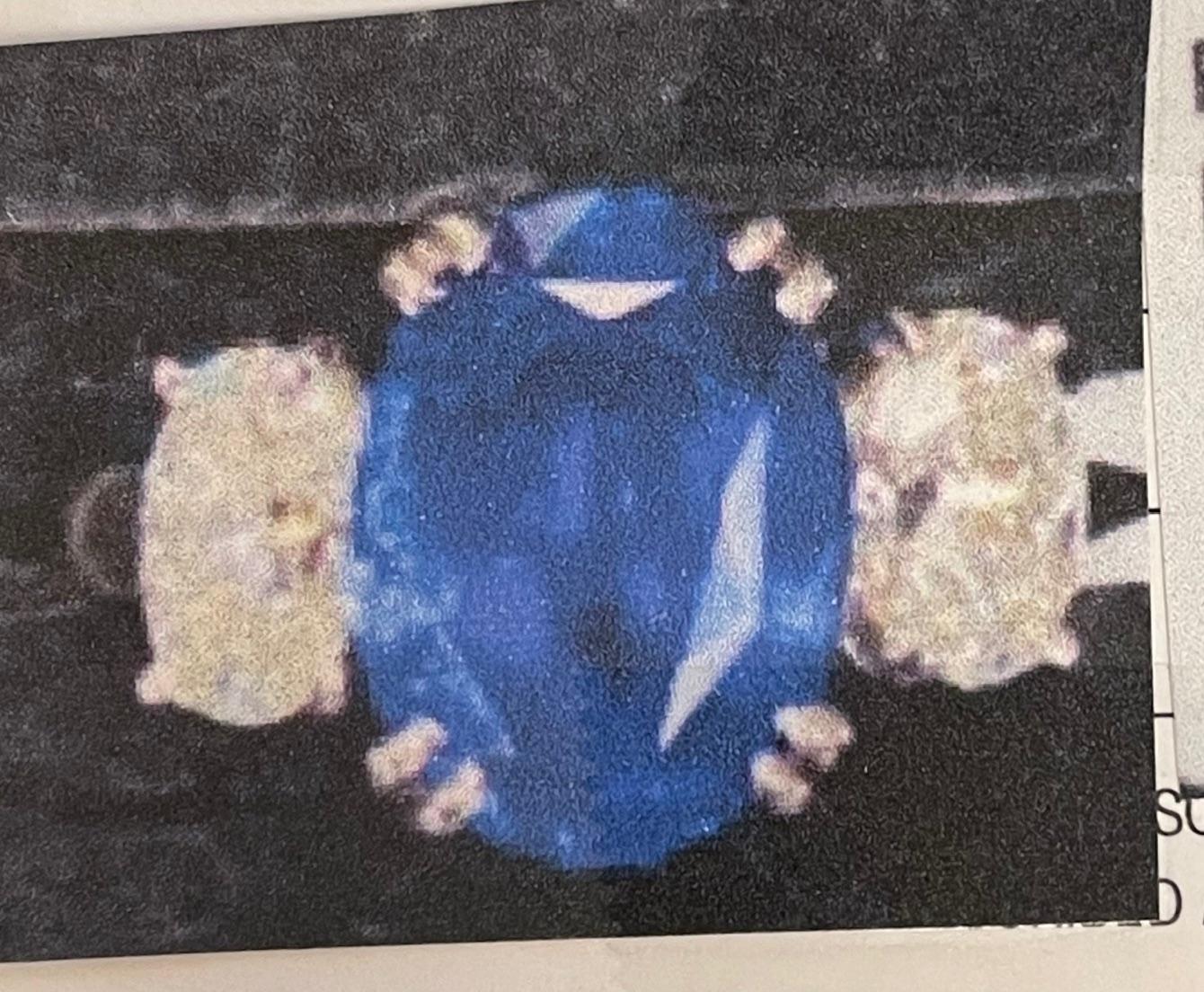 PL Sapphire H VS Diamond Ring 6.6gr 4.32ct(sap) 1.05ct twt(dia) 6.50 Size