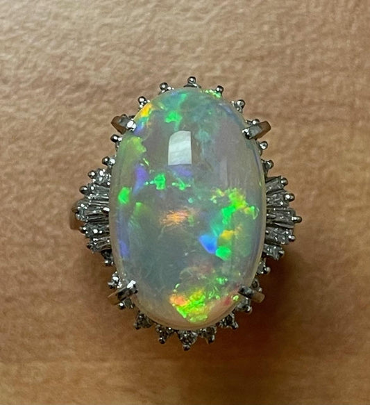 8.45ct Opal .70ct Diamond Platinum Ring