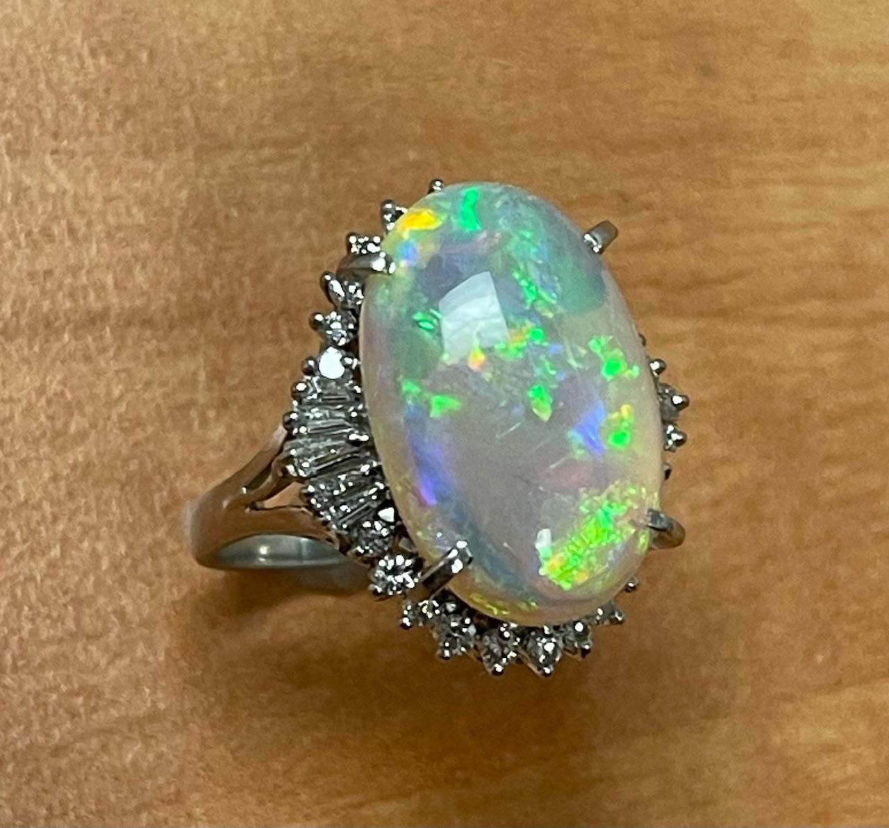 8.45ct Opal .70ct Diamond Platinum Ring
