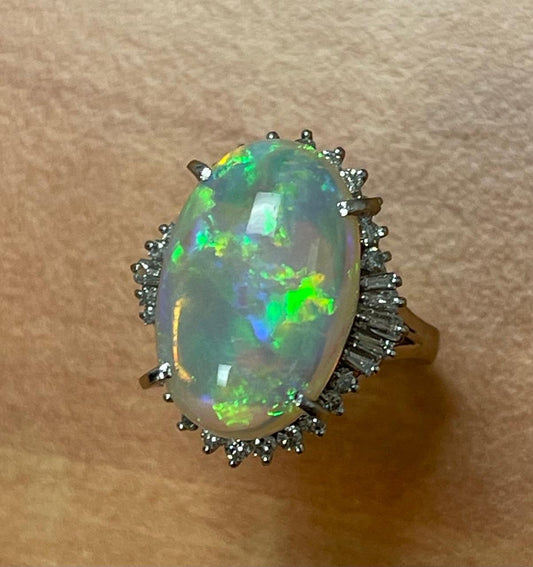 8.45ct Opal .70ct Diamond Platinum Ring