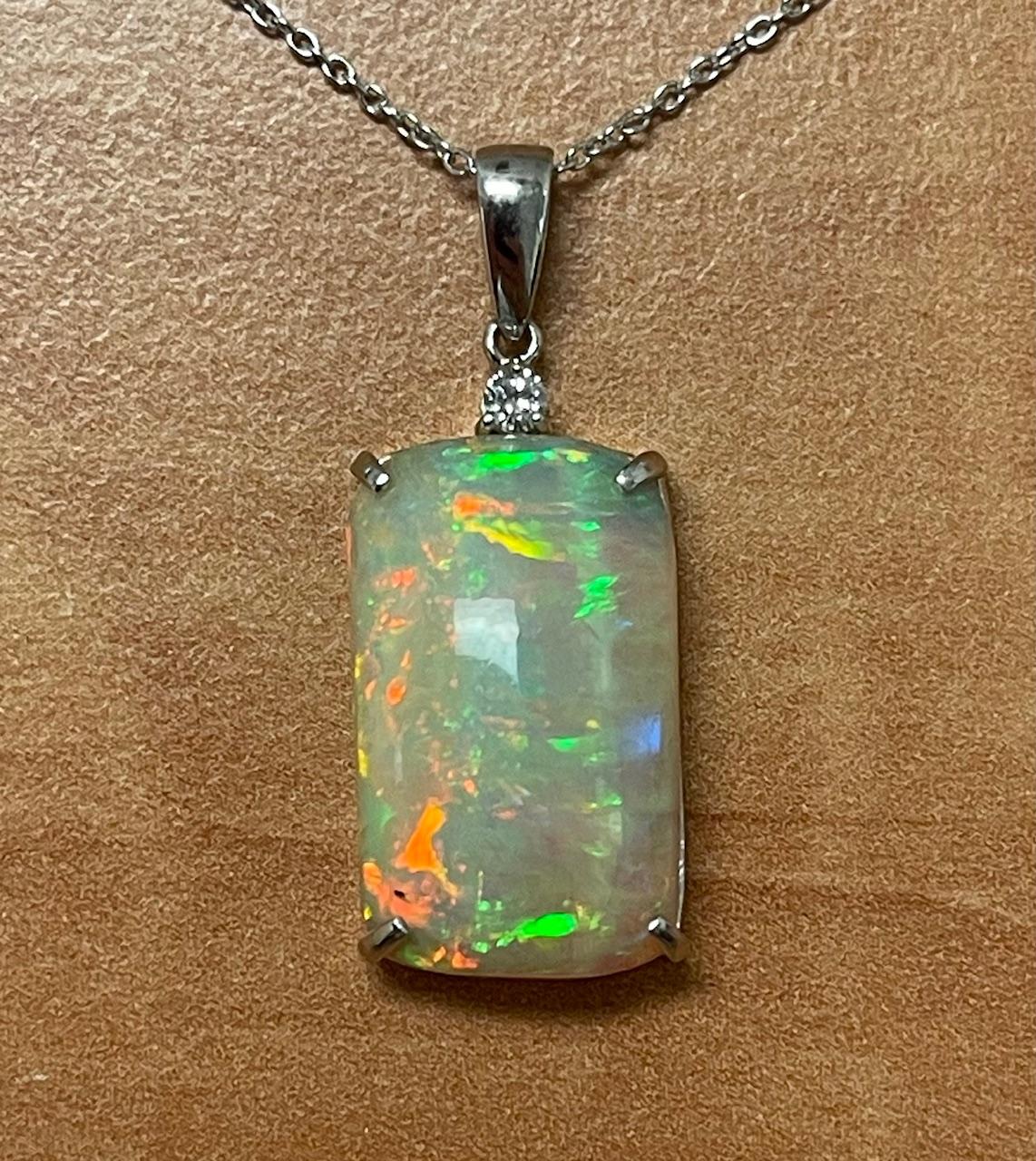 7.65ct Australian Opal .05ct Diamond Platinum Pendant