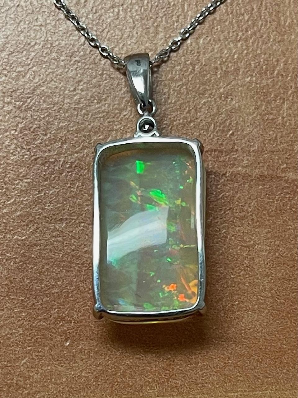 7.65ct Australian Opal .05ct Diamond Platinum Pendant