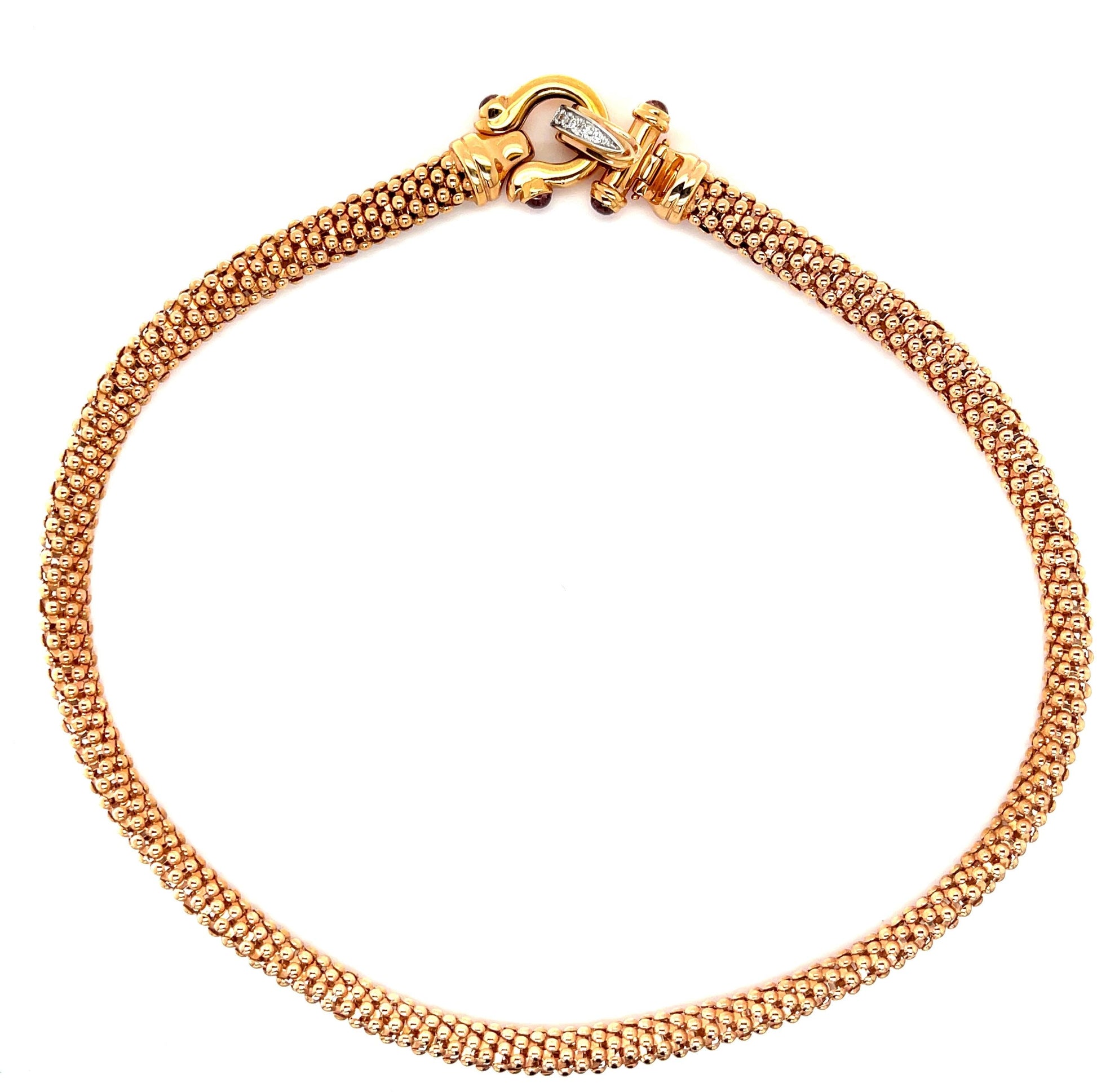 Italian 14K Rose Gold Vintage Necklace (1970s) .80ct Pink Tourmaline .15ct Dia