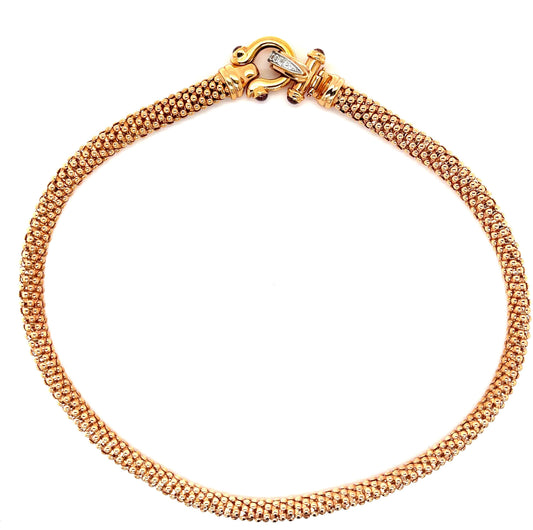 Italian 14K Rose Gold Vintage Necklace (1970s) .80ct Pink Tourmaline .15ct Dia