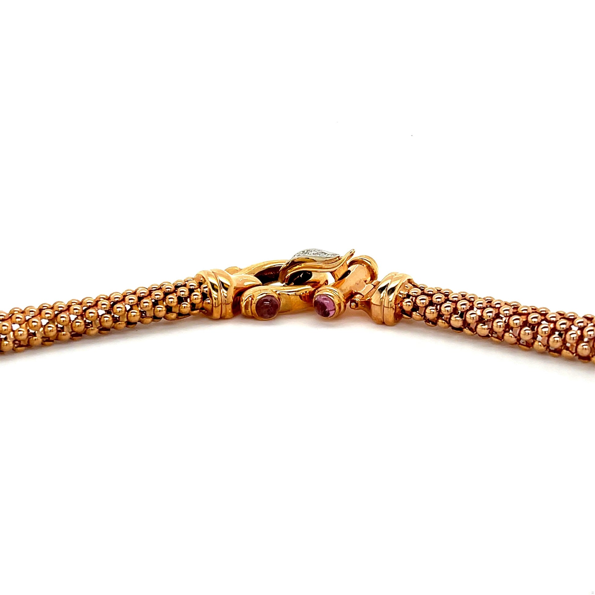 Italian 14K Rose Gold Vintage Necklace (1970s) .80ct Pink Tourmaline .15ct Dia