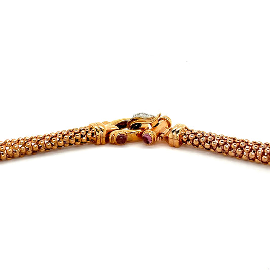 Italian 14K Rose Gold Vintage Necklace (1970s) .80ct Pink Tourmaline .15ct Dia
