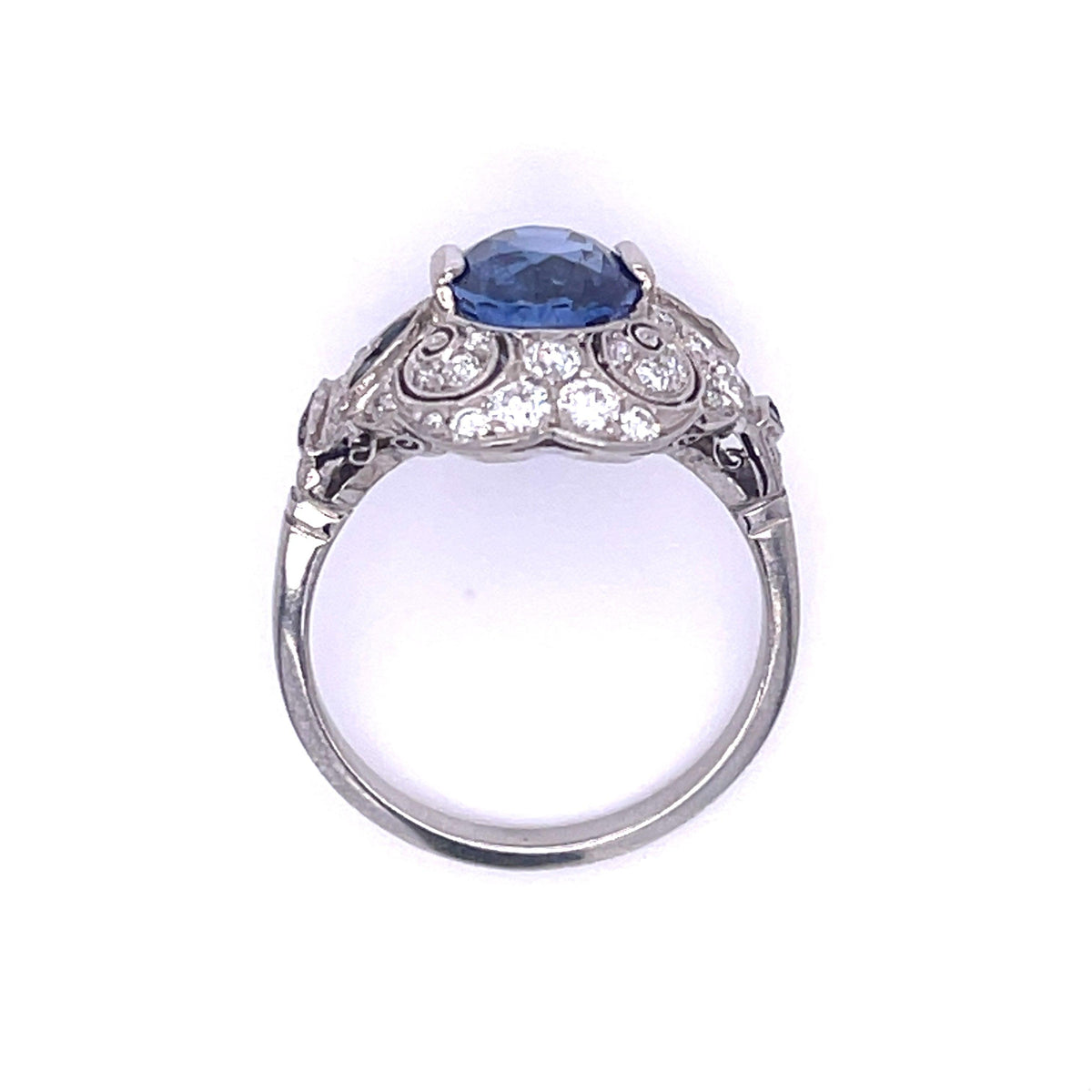 2.63ct No Heat Sap .80ct SD PT Handmade Ring .36ct Side Sap  Size 6.50 | 5.6gr