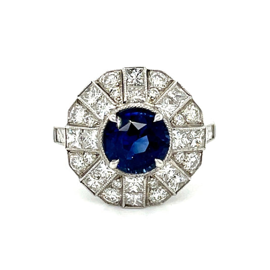 Platinum Sapphire 2.48ct and Diamond Ring