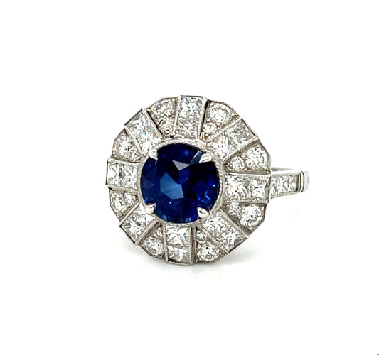 Platinum Sapphire 2.48ct and Diamond Ring