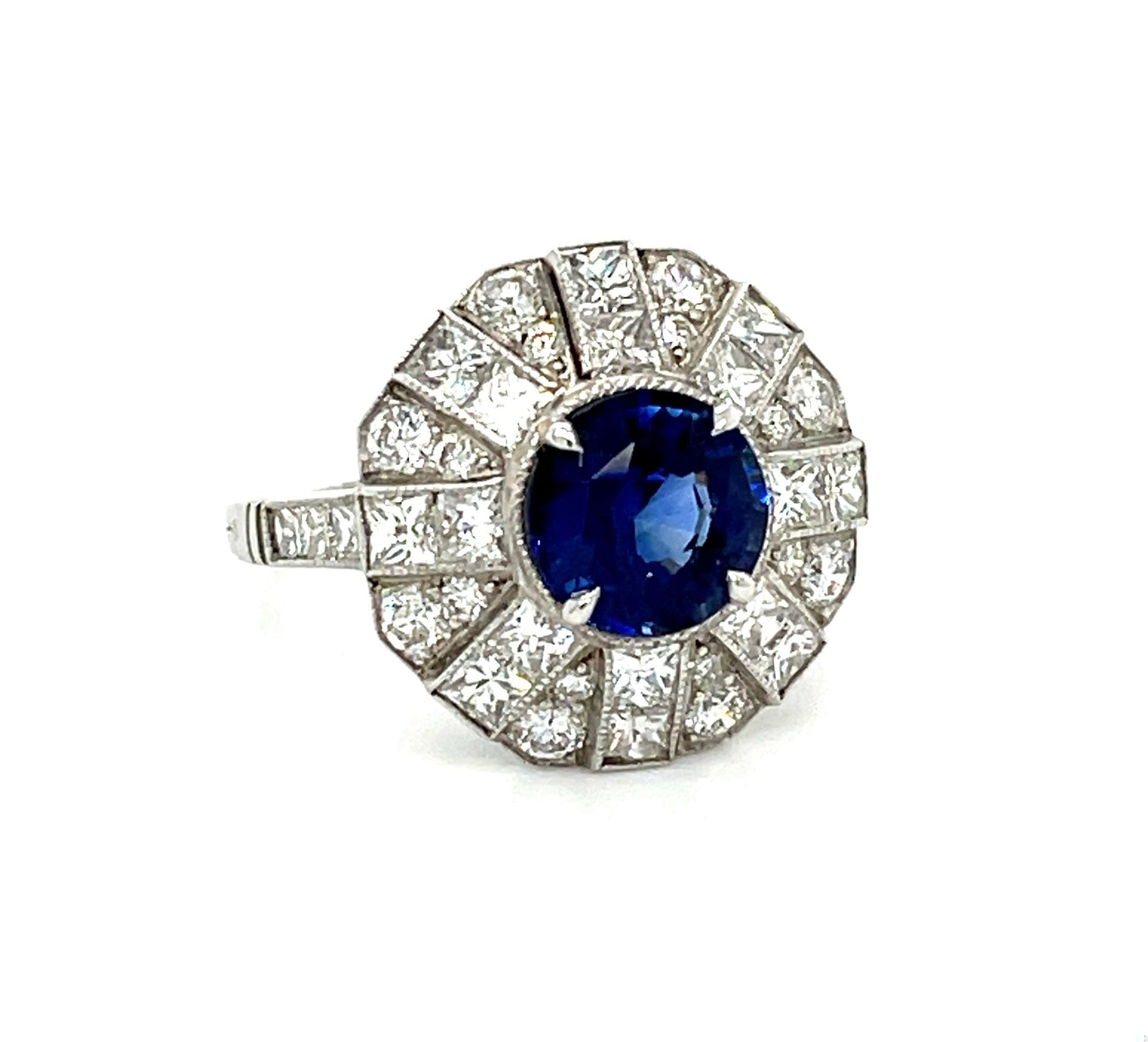 Platinum Sapphire 2.48ct and Diamond Ring