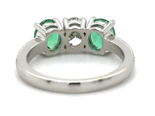 1.11ct Emerald .50ct Dia PT Ring .16ct SD 5.70g 6.5 Size GIA 624267480