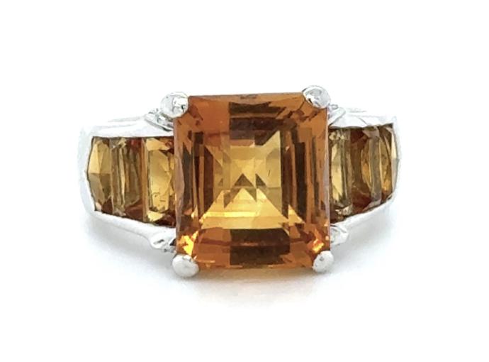 18KY Citrine & Dia Ring 6.29ct(ci) 0.05ct(dia) ESTATE Designer "Gaudi"