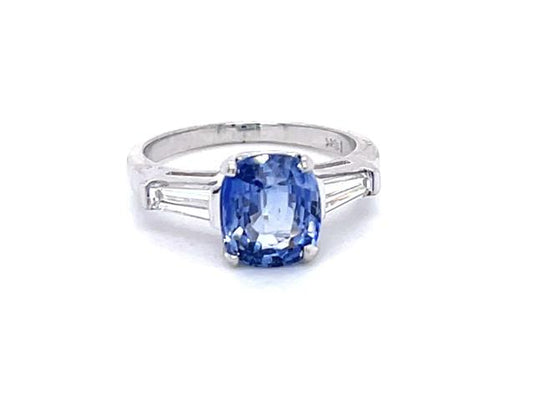 2.63ct Saph Ring .33ct Dia 14KY Ring 3.20g Size 5