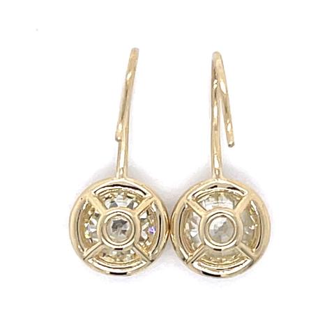 1.35ct + 1.18ct 14KY Old Euro Dia Earrings 2.30g 1"