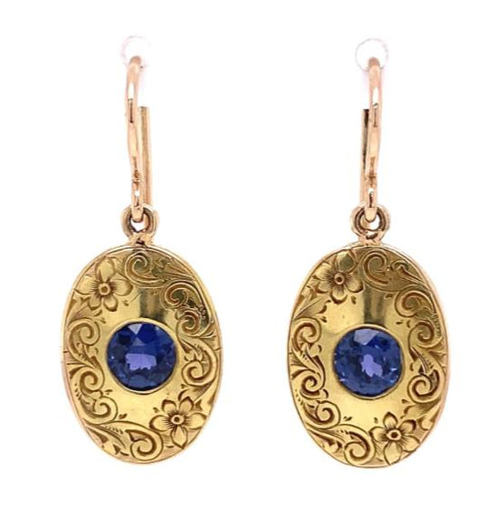 18KY Montana Sapphire Victorian Earrings 1.10ct(sap) Circa 1890s