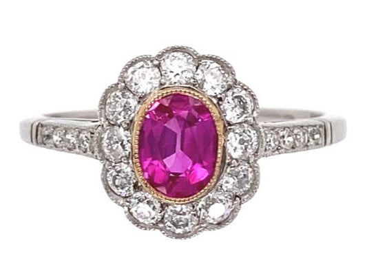 PT Purple Pink Burma No Heat Sapphire & Dia Ring 0.60ct(sap) 0.32ct(dia)