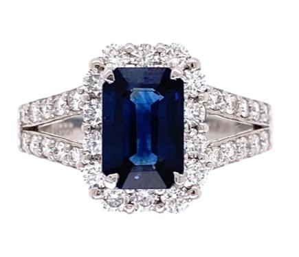 PT Sapphire & Diamond Ring 1.47ct(sap) 0.72ct twt(dia)