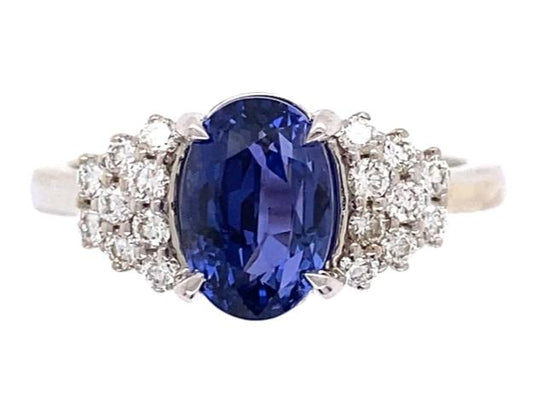14KW Purplish Blue Sapphire & Diamond Ring 3.8gr 2.65ct(sap) 0.54ct twt(dia)