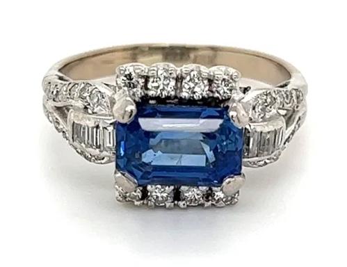 2ct No Heat Sri Lanka Sapphire .86ct Dia 18KW Ring 5.10g 7 Size GIA 2225268937
