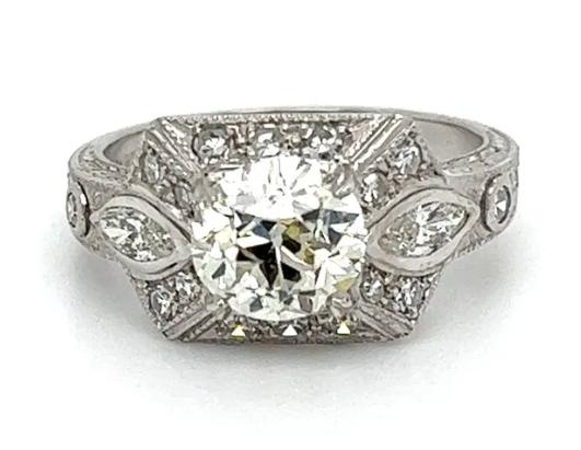 Vintage (Circa 1950s) Ring  PT | European Diamond 1.50 carats | SD .20ct