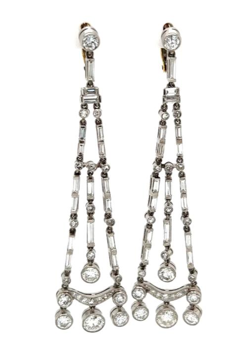 6.50ct Diamond (82 Stones) PT Handmade Chandelier Earrings